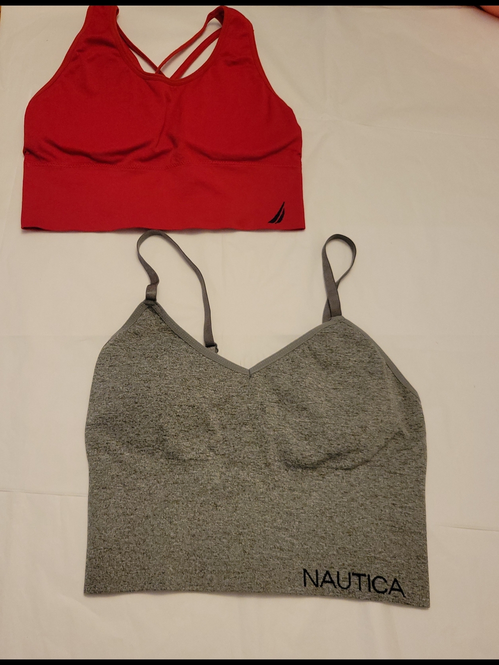 Red Strappy Sports Bra & Gray Nautica Bralette Duo